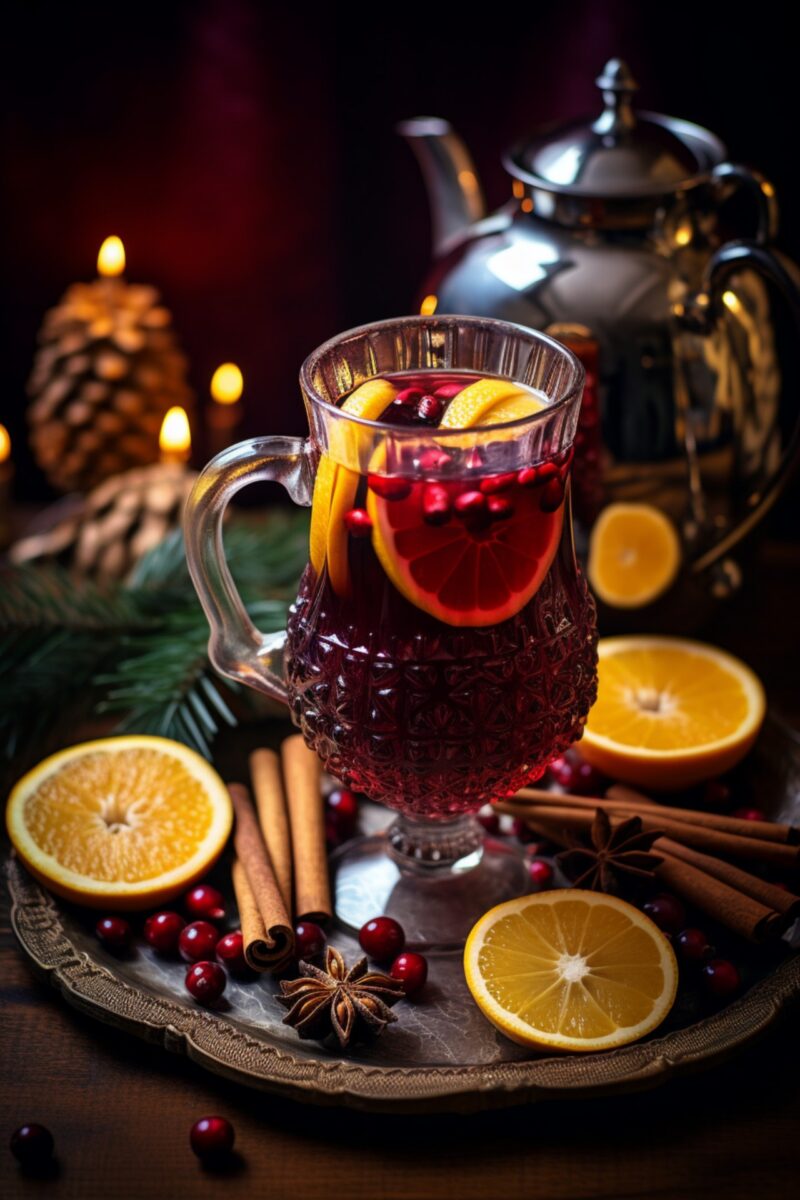 What to drink this holiday season" Wine glass filled with sangria with orange slices