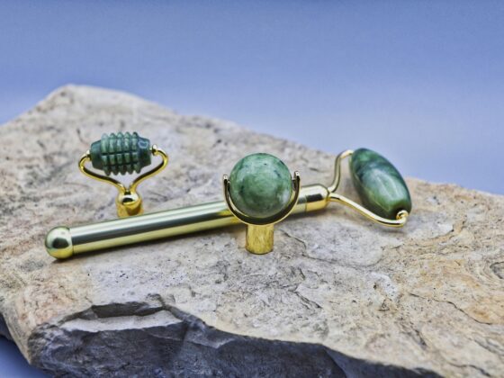 Beauty Gadgets: Jade Rollers on a rock