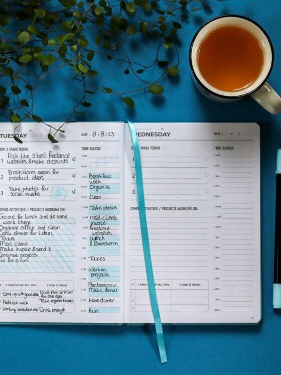 Agenda, day planner, time management, desk, organization, organize