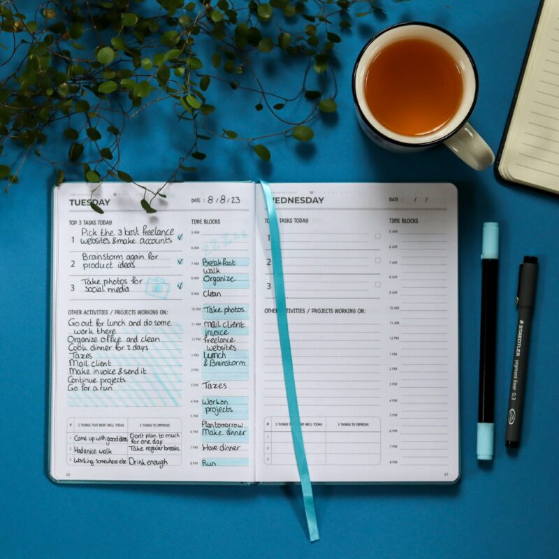 Agenda, day planner, time management, desk, organization, organize
