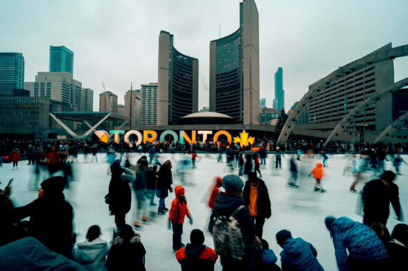 Skating at Nathan Phillips Square Toronto