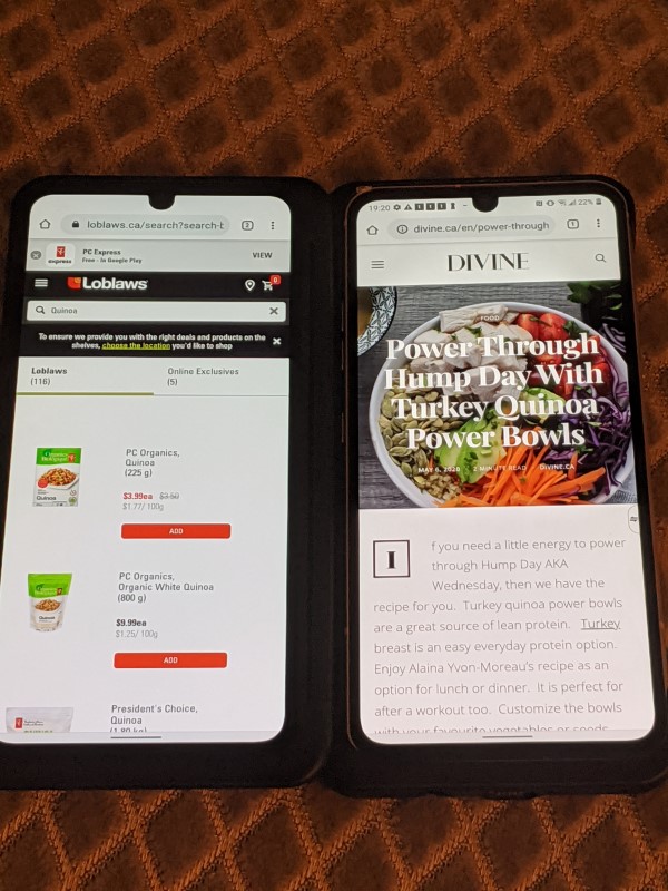 Dual Screen: Recipe + Grocery Delivery