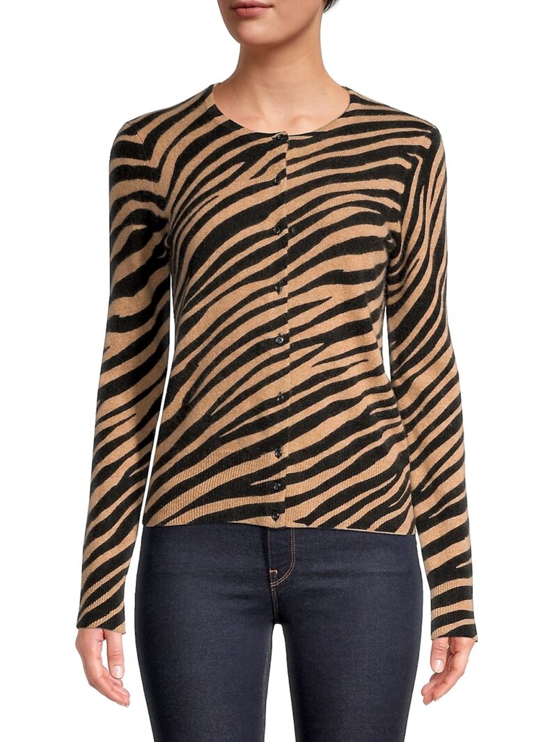 Black Friday Cashmere Tiger-Print Cardigan