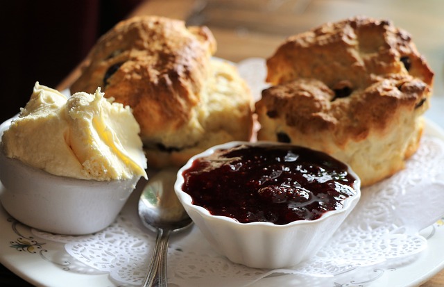 Scones with cream and jam