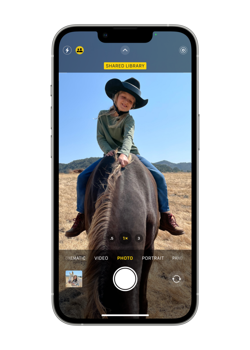 New iPhone Functions: iPhone camera screen with child on a horse