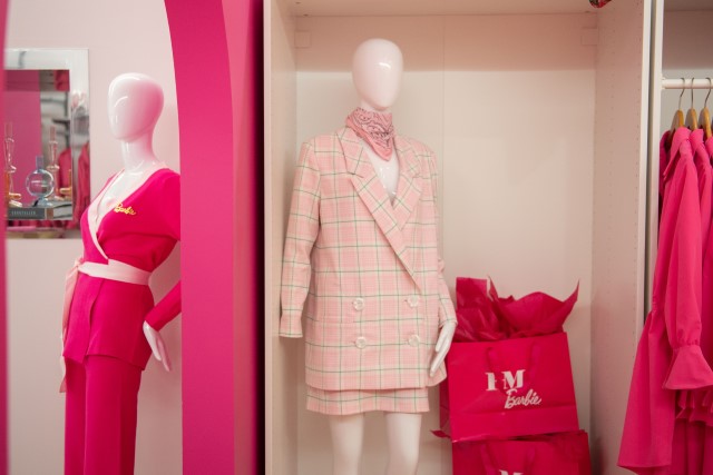 HM x Barbie: Clothing on racks and mannequins