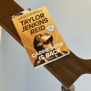 Carrie Soto Is Back: Book on tub shelf