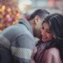 Married Couples: Couple embracing near Christmas Tree