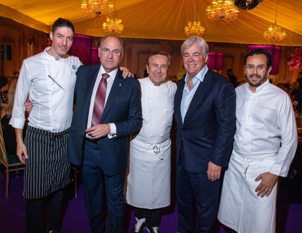 Grand Cru: Chef Stefano Secchi (Rezdôra, NY), Todd Halpern (Chair, Grand Cru Culinary Wine Festival), Chef Daniel Boulud (Daniel, NY), Steven Hudson (CEO, ECN Capital), Chef César Troisgros (Maison Troisgros, France)