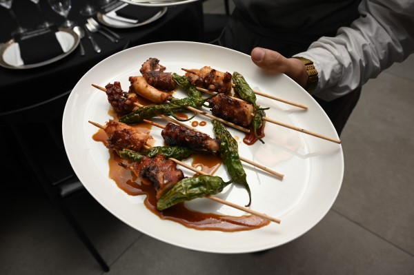 Grand Cru: Vela Restaurant’s Octopus Yakitori with blistered shishito peppers 