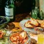 Warm Chorizo: Set table with appetizers
