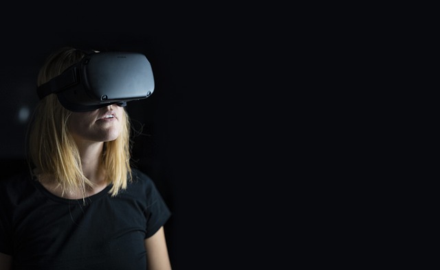 Gaming Industry: Woman in VR Goggles