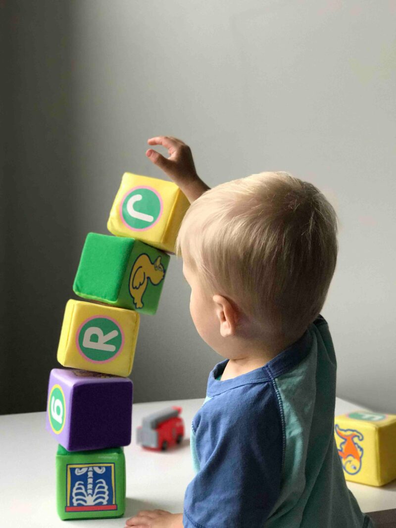 Toddler's behaviour: toddler playing with blocks