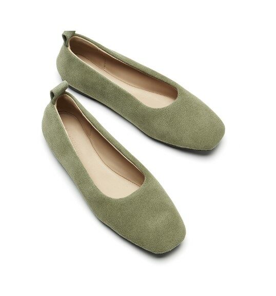 La Candienne: Green Ballet Flats