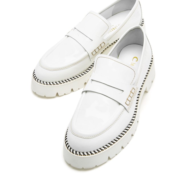 La Canadienne: White Lug-soled loafers