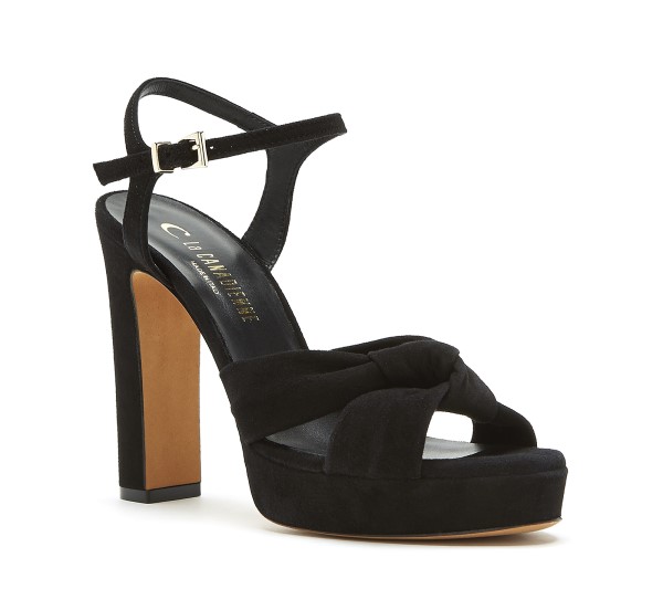 La Canadienne: Black Suede Platform Sandal