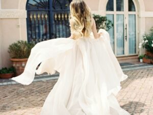 Romantic Photoshoot: Woman in flying dress