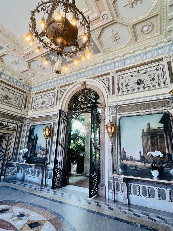 Miami-Dade County: Vizcaya Entry with art and wrought iron door