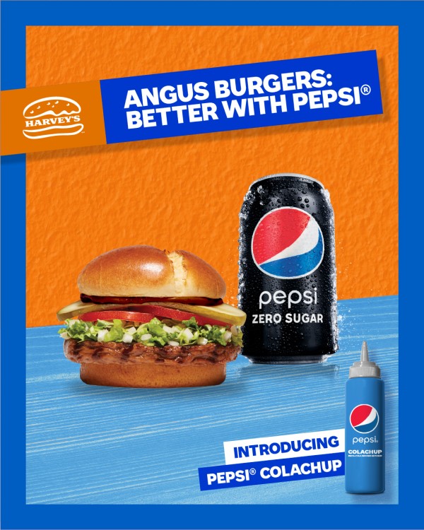 Colachup: Harvery's Angus Burger and Pepsi Zero cola on a promo poster