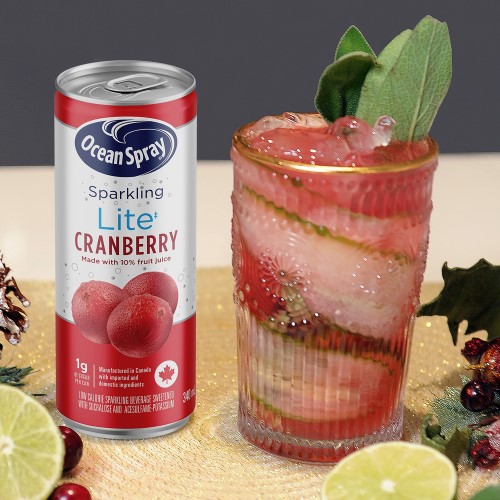 Cranberry Cocktails and Mocktails: Sage Advice Cocktail next to a can of Ocean Spray