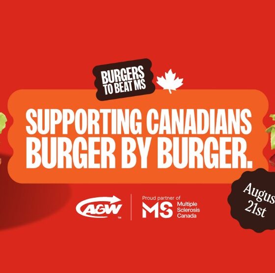 Burgers to Beat MS: Two burgers with "Supporting Canadians Burger by Burger" in between