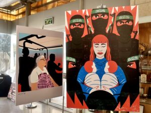 October 7th: Painting of Shiri Bibas and her babies surrounded by Hamas
