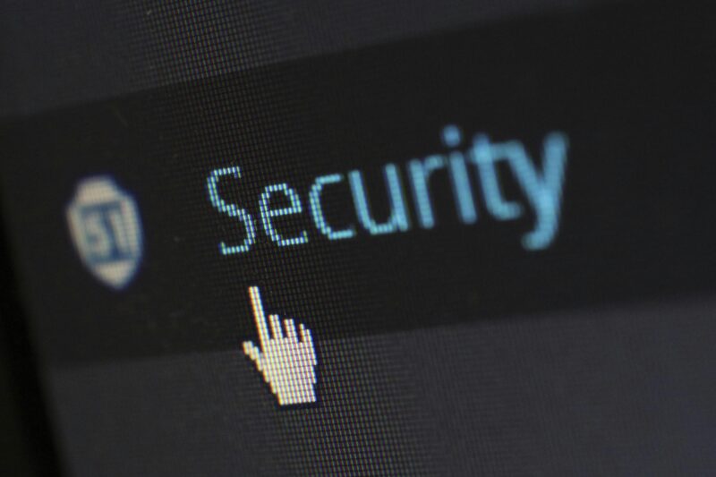 Employee Privacy: Computer Screen with curser under the word security