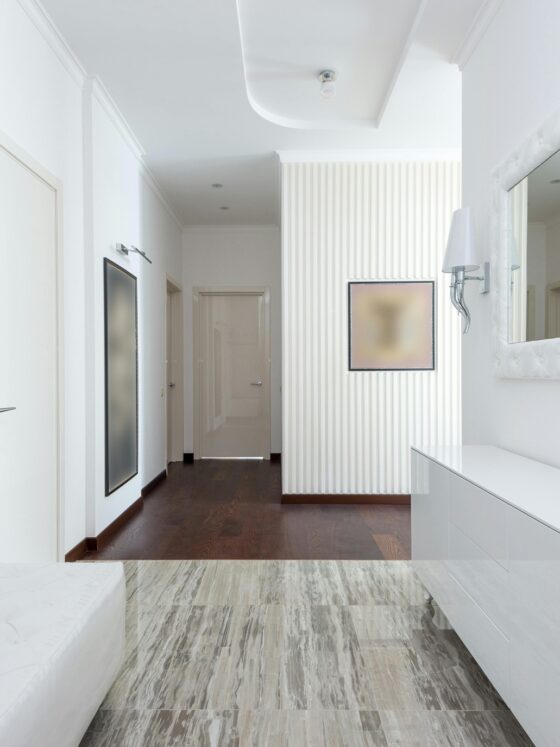 Interior Doors: Hallway with several doors