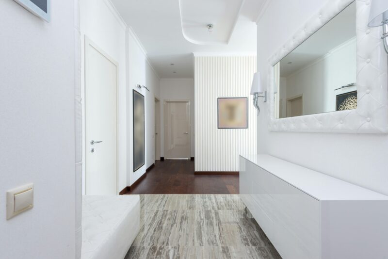 Interior Doors: Hallway with several doors