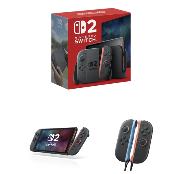 Father's Day Gift: Nintendo Switch 2 collage with boxed unit, unit and controls