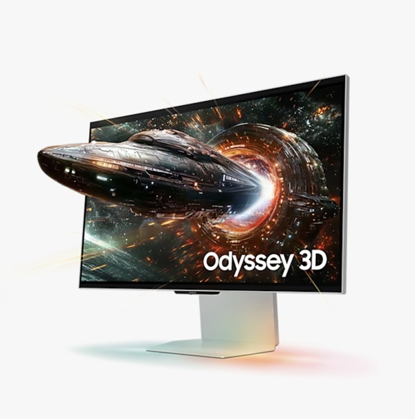 Father's Day Gift: Samsung 27" Odyssey 3D G90XF 4K 165Hz Gaming Monitor with 3D spaceship coming out of the screen