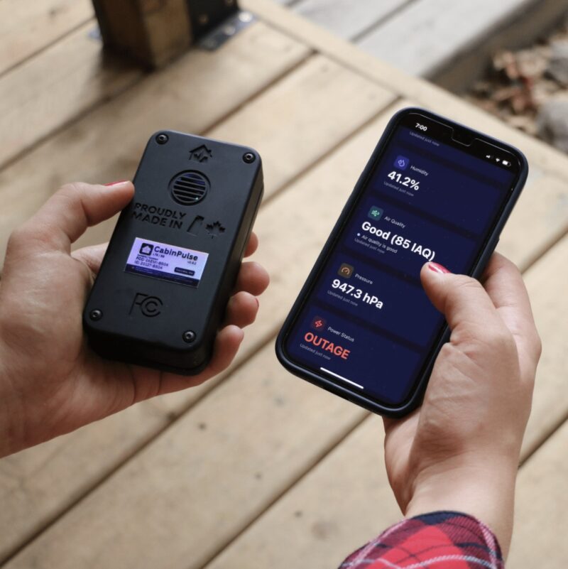 Vacation Home: CabinPulse monitor being used with Smartphone
