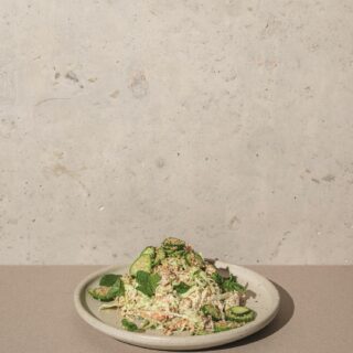 Chicken Salad: Sesame Crunch Chicken Salad on a plate on a table