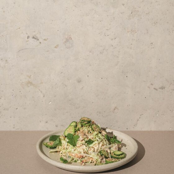 Chicken Salad: Sesame Crunch Chicken Salad on a plate on a table