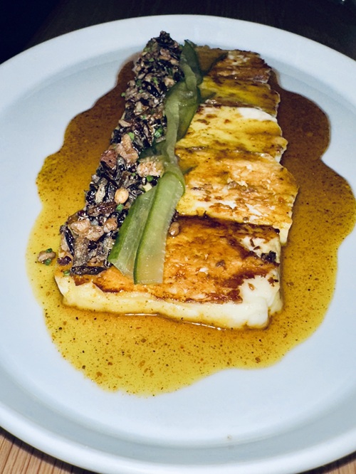 Abrielle: Halloumi covered in sauce