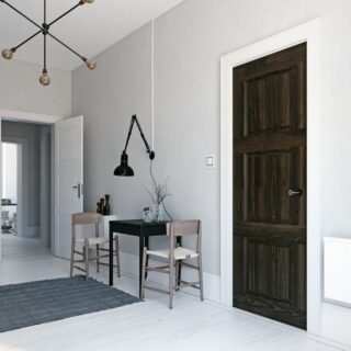 Interior Doors: Two doors with a small 2 table dinette set