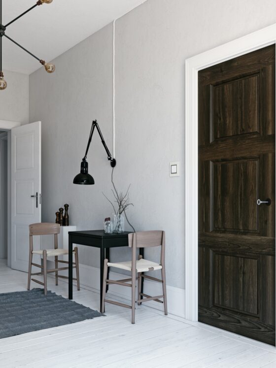 Interior Doors: Two doors with a small 2 table dinette set
