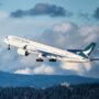 Cathay Pacific Business Class: Cathay Pacific Airbus A350 taking off from Vancouver International Airport
