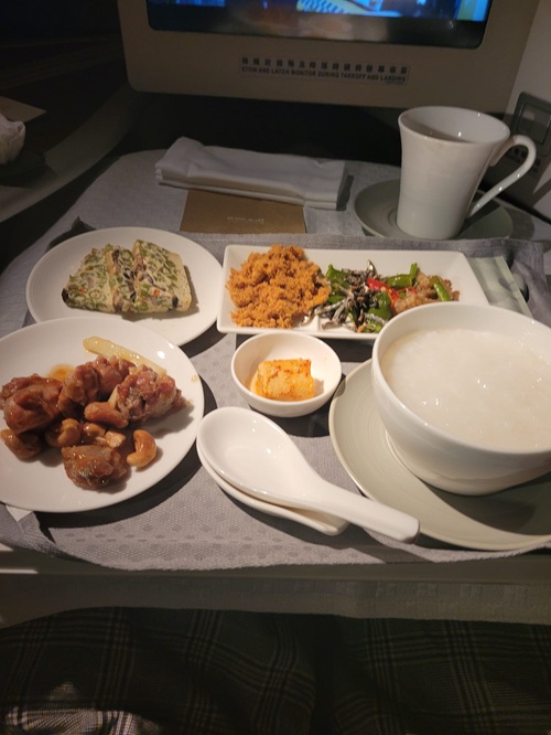 EVA Air Royal Laurel Class: Large Plated Meal on Eva Air