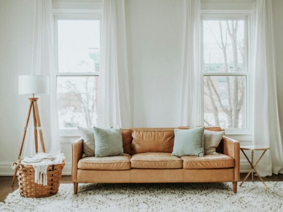 Refresh Your Living Space: Brown Sofa near window in living space