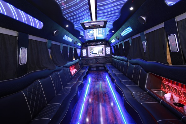 Bills Day: A big party bus filled with comfortable seats, and shiny bright floor for dancing and having fun.
