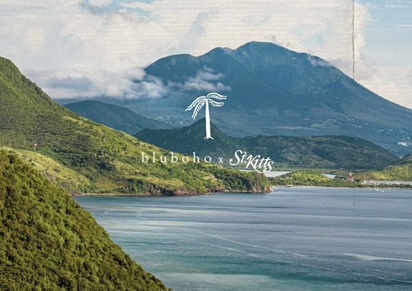 St. Kitts: Island in the background with mountains and sea 