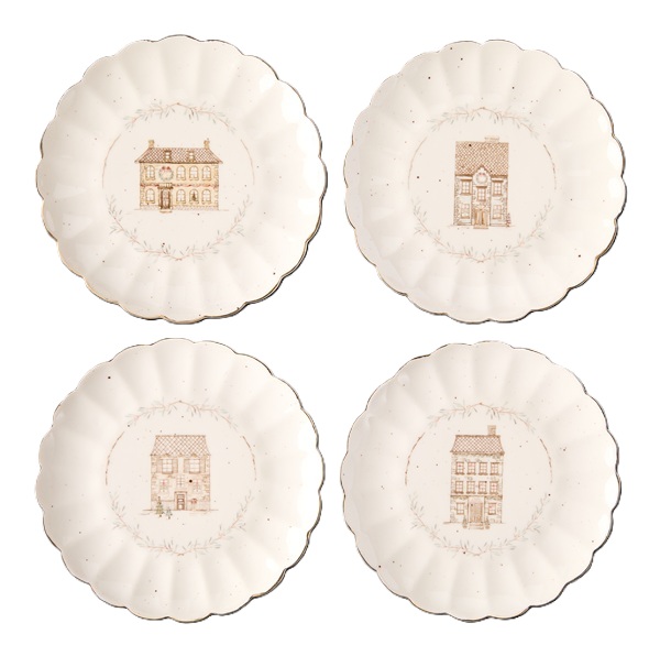 Holiday Ready: CANVAS Holiday Homecoming Collection Reusable Stoneware Appetizer Plates, 4-pk