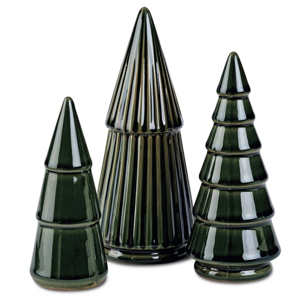 Holiday Ready: CANVAS Canadian Christmas Collection Green Ceramic Trees Set, 3-pk