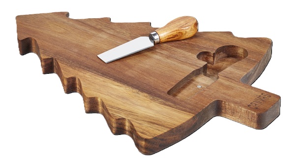 Holiday Ready: CANVAS Canadian Christmas Collection Dinnerware Cheese Board & Knife Set, Acacia Wood