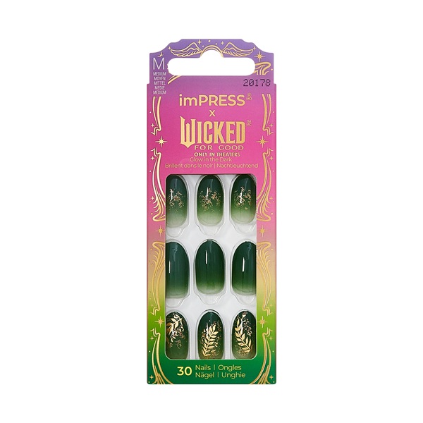 Wicked: For Good: green and gold Elphaba themed press on nails