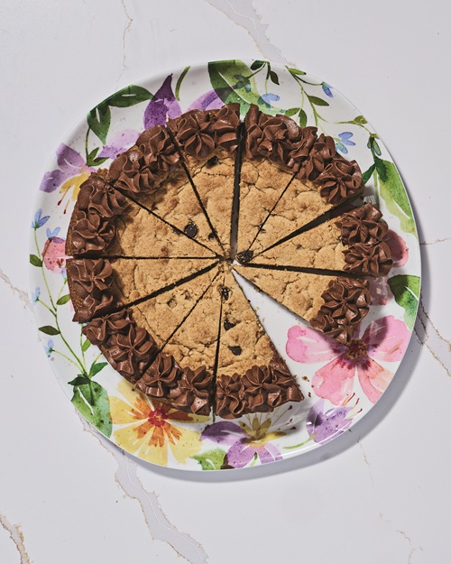 Eat Jewish: Gluten Free Chocolate Chip Cookie Cake on a flowered plate