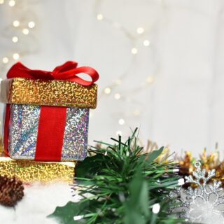 Last-Minute Gifts: Holiday gift next to garland