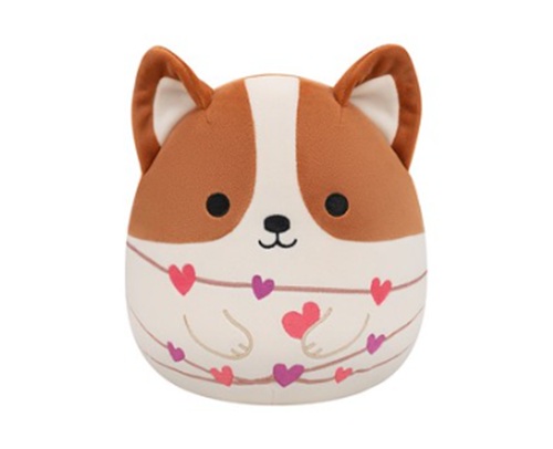 Galentine or Valentine: Fuzz-a-mallows by Squishmallows 12" Valentines Plush - Regina - Brown Corgi W/Fuzzy Hot Pink Heart