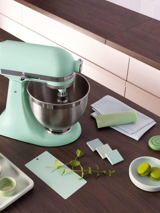 KitchenAid’s 2026 Colour of the Year: Stand mixer surrounded by kitchen accessories